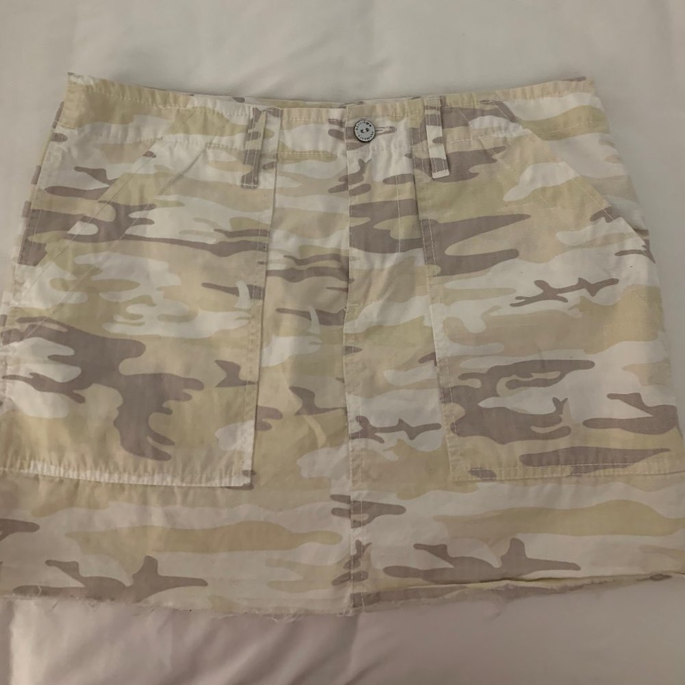 Camo White Denim Skirt
